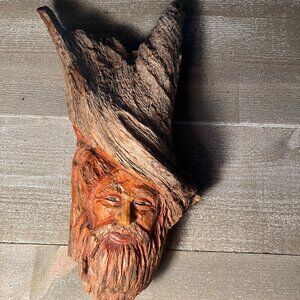 Wizard hand carved 13 inches tall by 7 inches wide